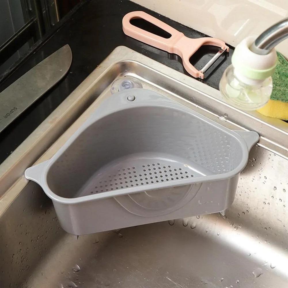 Gifts Portable Sink Drain Basket Suction Cup Hanging Storage Baskets Triangular Sponge Rag Storage Box