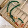 Emerald Chalcedony Splicing Crystal Jade Necklace Chinese Beaded Guochao Bracelet Jewelry Ethnic Style Sweater Chain Women