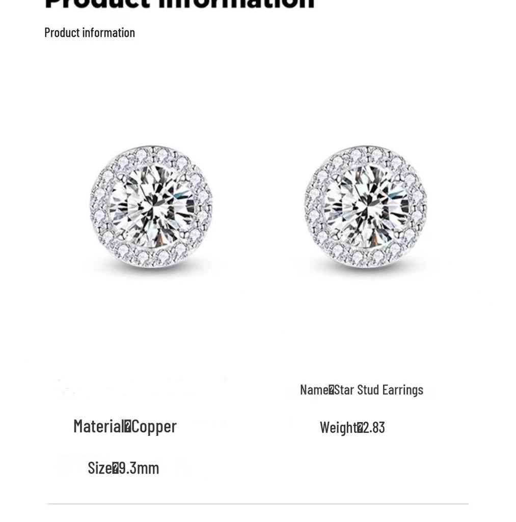 Fanjia Star Point Single Diamond Pure Silver Earrings – Trendy, High-End, Luxurious Niche Design for Women, Ideal Birthday Gift.