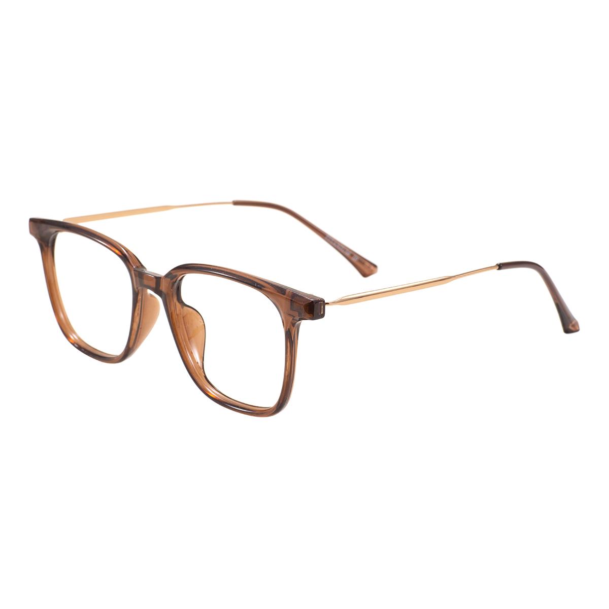 Transparent Rectangular TR90 Frame Metal Temples Small Full Rim Men Women Optical Eyeglasses Frame For Prescription Lenses коричневый
