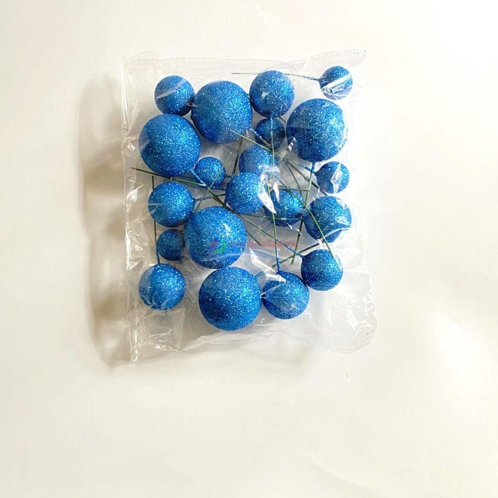 20PCS 2cm-4cm Spheres Cake Topper Mixed Glitter Balls Set Celebrate Artificial Balls  Party