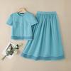 ZANZEA Women Short Sleeve Blouse and A-line Skirts Summer Two Piece Suit Sets