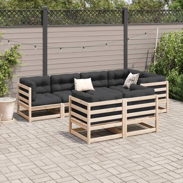 VidaXL Salon de jardin 7 pcs bois de pin massif 3299489
