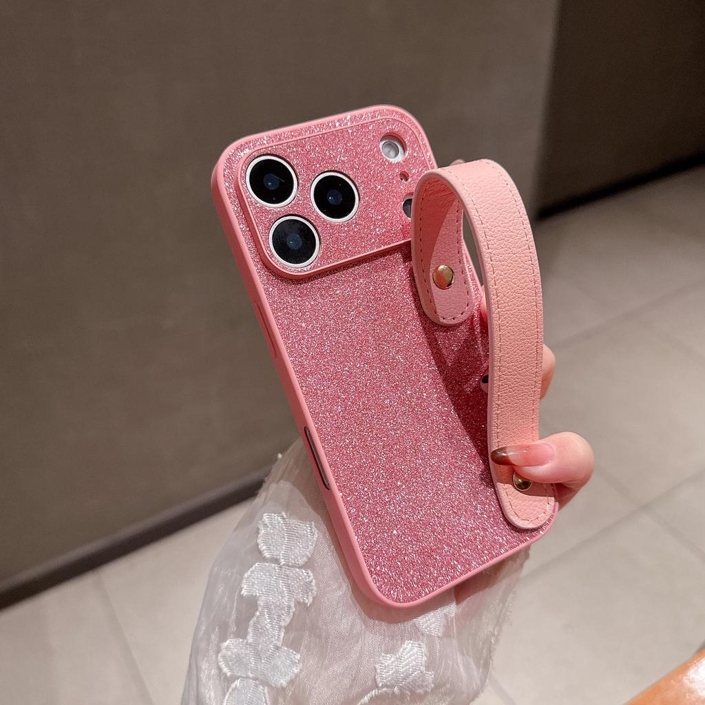 Luxury Glitter Anti-Fall iPhone 17 Pro Max Case with Wrist Strap and Full Coverage Compatible with iPhone 16