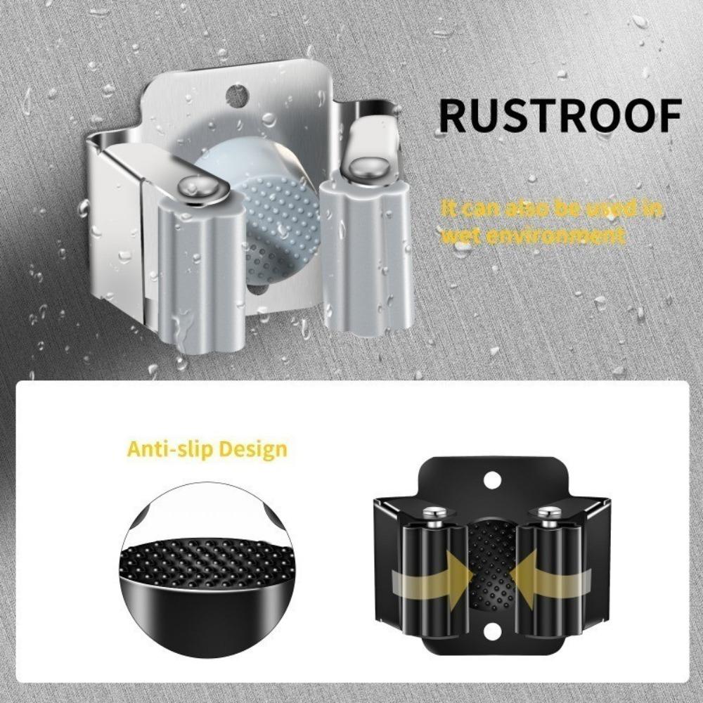 304 Stainless Steel Mop Holder Waterproof Wall Mounted Mop Storage Rack Storage Rack Hook Rack Wall Mounted Hooks Kitchen