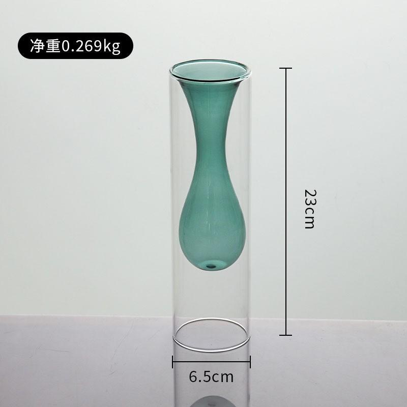 Colorful Double-layer Glass Vase, Vase Decoration Glass Vase Flowerpot Home Office Dining Table Decoration