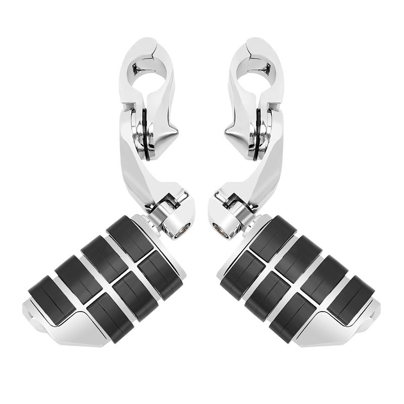 1.25" Highway Footpegs Short Angled Adjustable Highway Pegs W/1-1/4" Engine Guard Chrome for Harley Honda Kawasaki Suzuki Yamaha