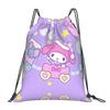 Custom M-Melodies Drawstring Bags Men Women Lightweight Rabbit Anime Sports Gym Storage Backpack