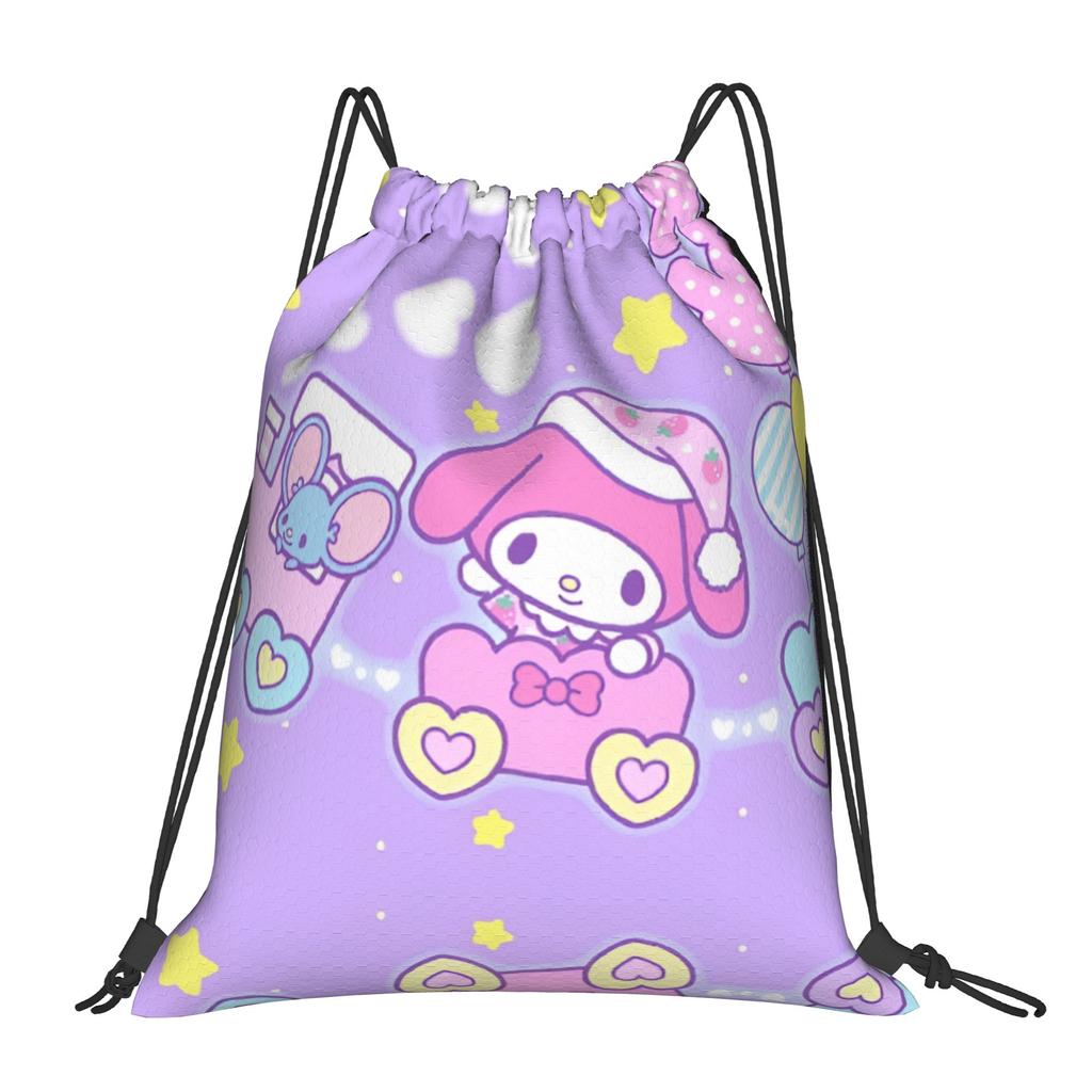 Custom M-Melodies Drawstring Bags Men Women Lightweight Rabbit Anime Sports Gym Storage Backpack