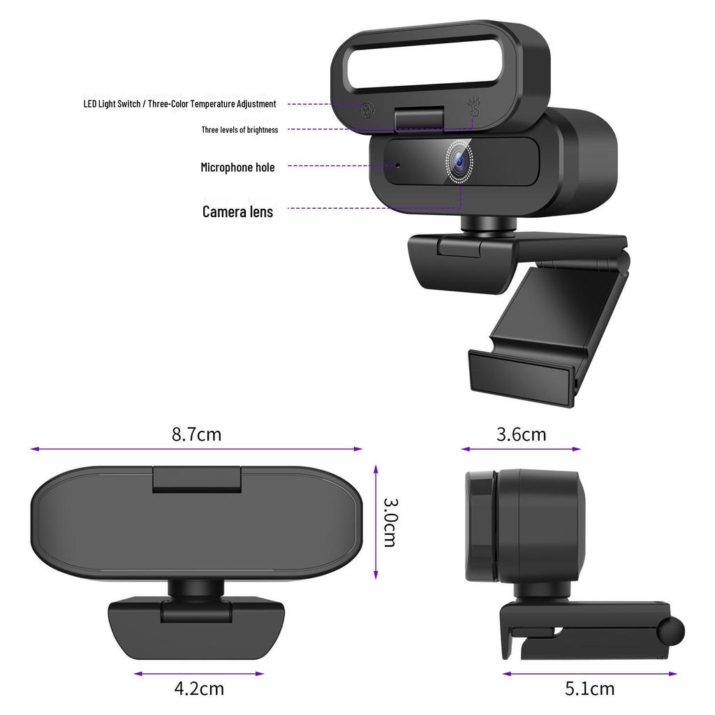 B18 4K USB Camera with Fill Light for Live Streaming and Conferences