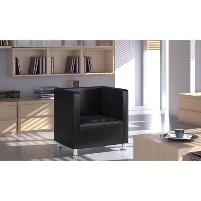 VidaXL Fauteuil cube Noir Similicuir