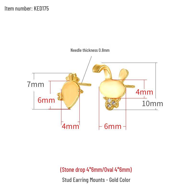 

925 Sterling Silver Cat Stud Earring Setting for Women - Japanese & Korean Style, Inlaid with Pearl, Amber, or Jade. 925 Silver