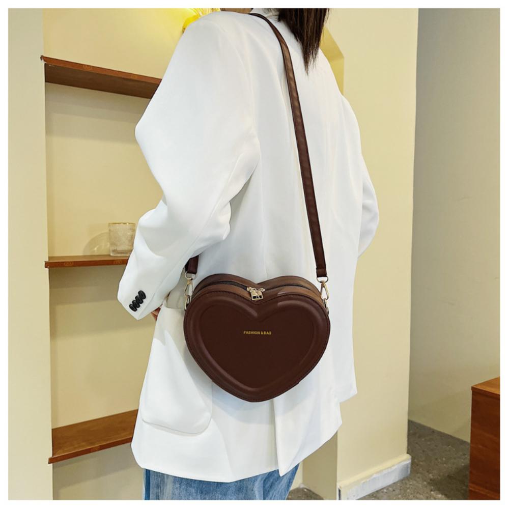 Fashion Heart Shape Crossbody Bags for Women  Solid Color Pu Shoulder Bag Casual Ladies Handbags Designer Women Bags
