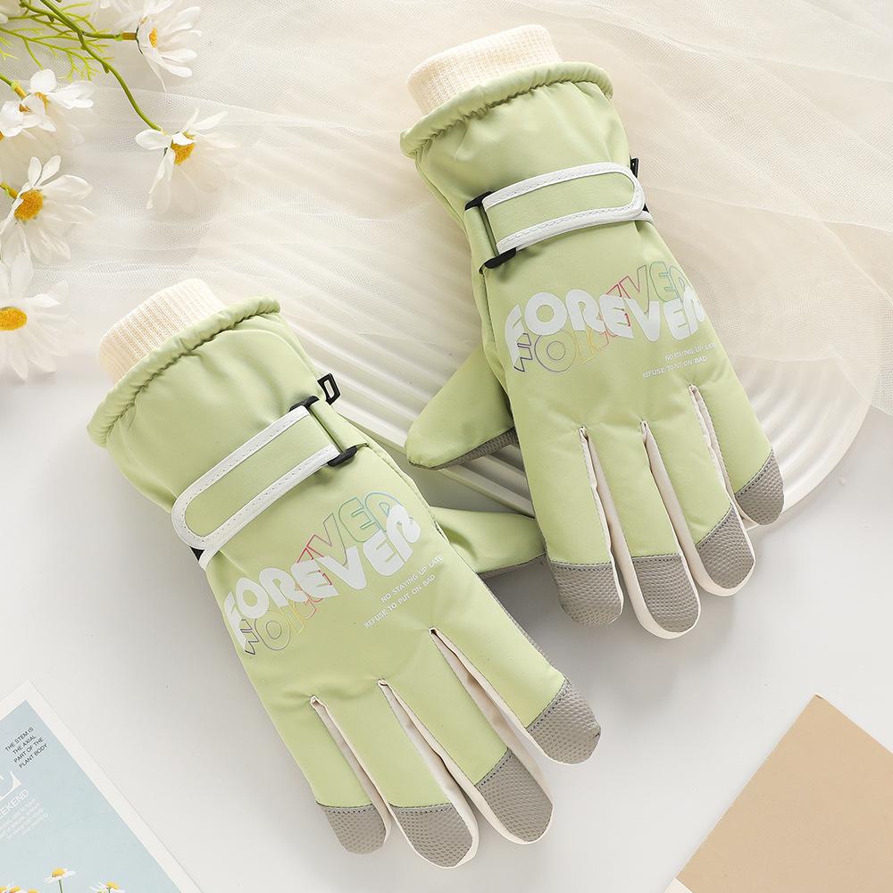 Ski Gloves for Men and Women Outdoor Winter Thickened Windproof Water Splashing Cold and Velvet Touch Screen Riding Warm Gloves