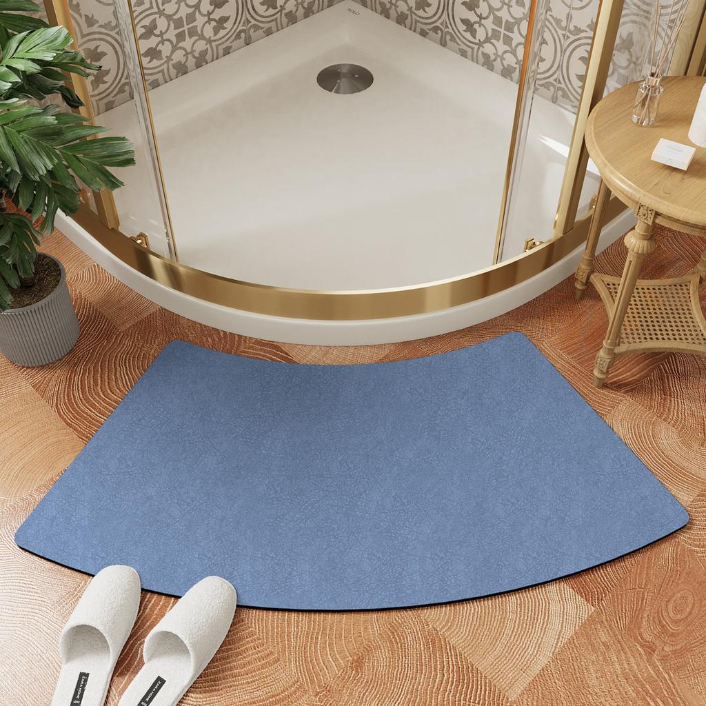 Arc-Shaped Diatomite Bath Mat - Non-Slip Shower Door Mat, Super Absorbent & Quick Dry, Double-Sided Grip, Soft Breathable