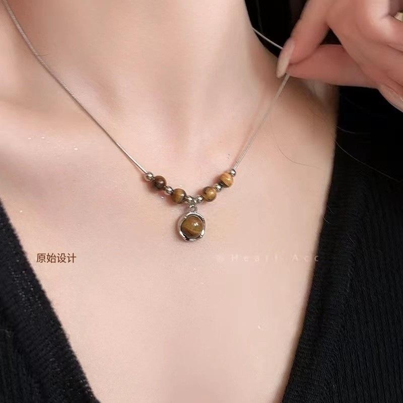 Fashion Metal Y2K Opal Necklace Punk Bohemia Pendant Chain for Women Girls Cool Polaris Necklaces Jewelry Accessories