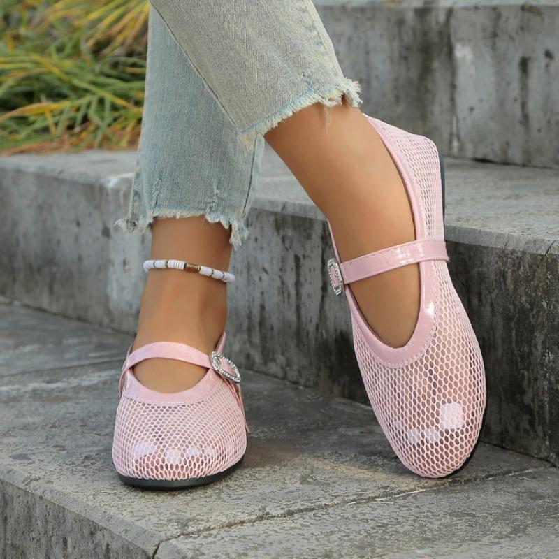 

Обувь больших размеров Сандалии с вырезами Женские Плоские Плоские С мыском на одной пуговице 38 розовый