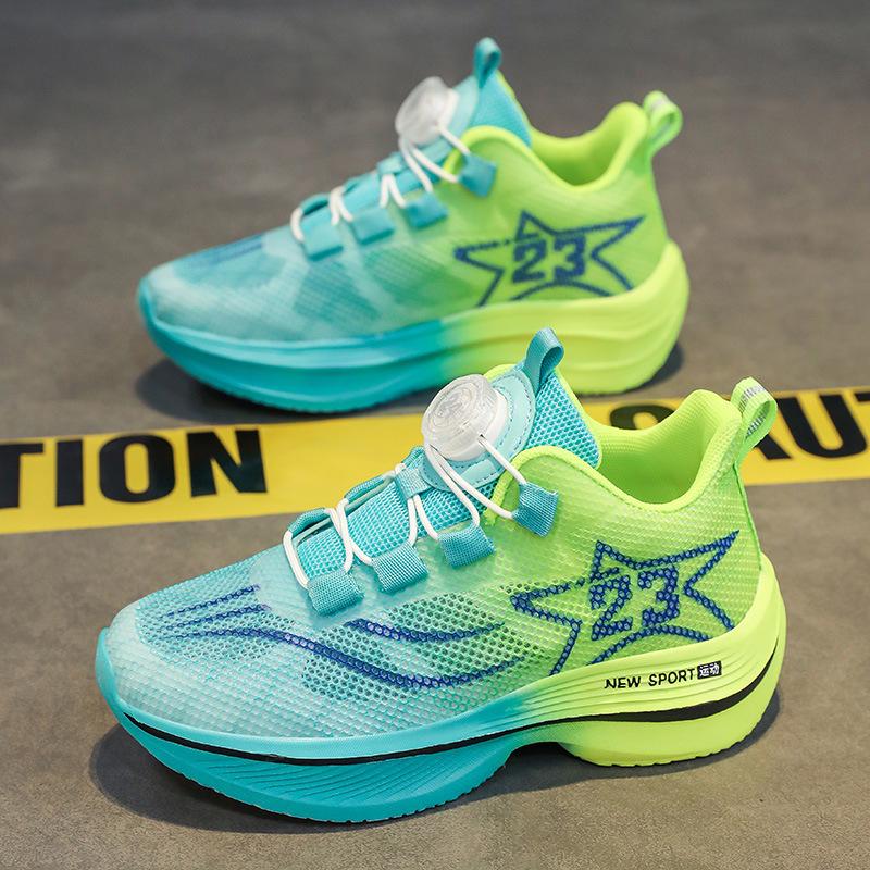 Youth running shoes summer hollow single mesh breathable rotating buckle children's sports shoes shock absorption shoes rotating buckle