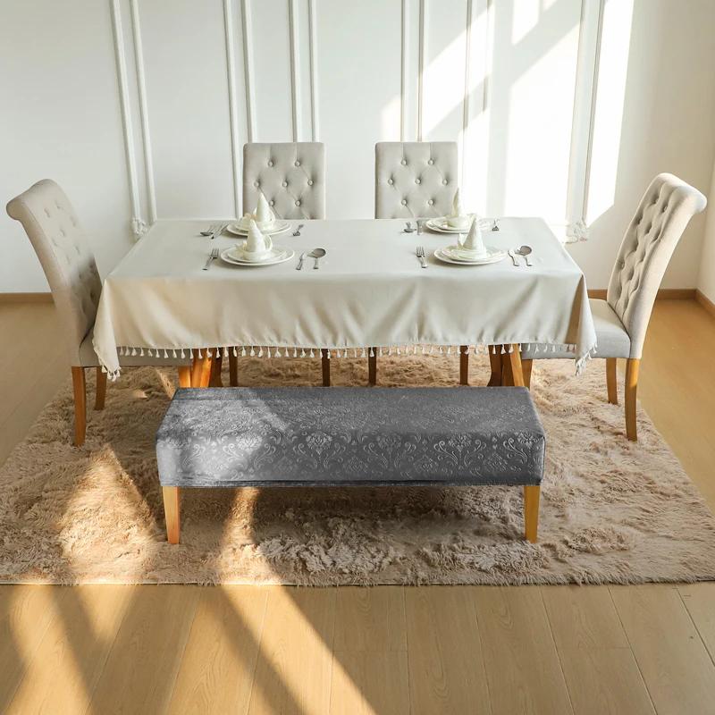 Velvet Embossed Piano Stool Cover Home Dressing Room Bench Printed Elastic Dust Cover Soft Stretch Dining Room Chair Protector
