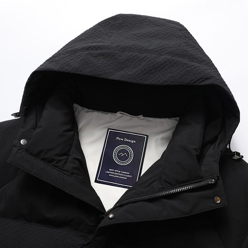 Down Jacket Men's Winter 90 Down White Duck Down Men's Casual Warm Bread Coat Anti-cold Trendy Hooded Short Jacket