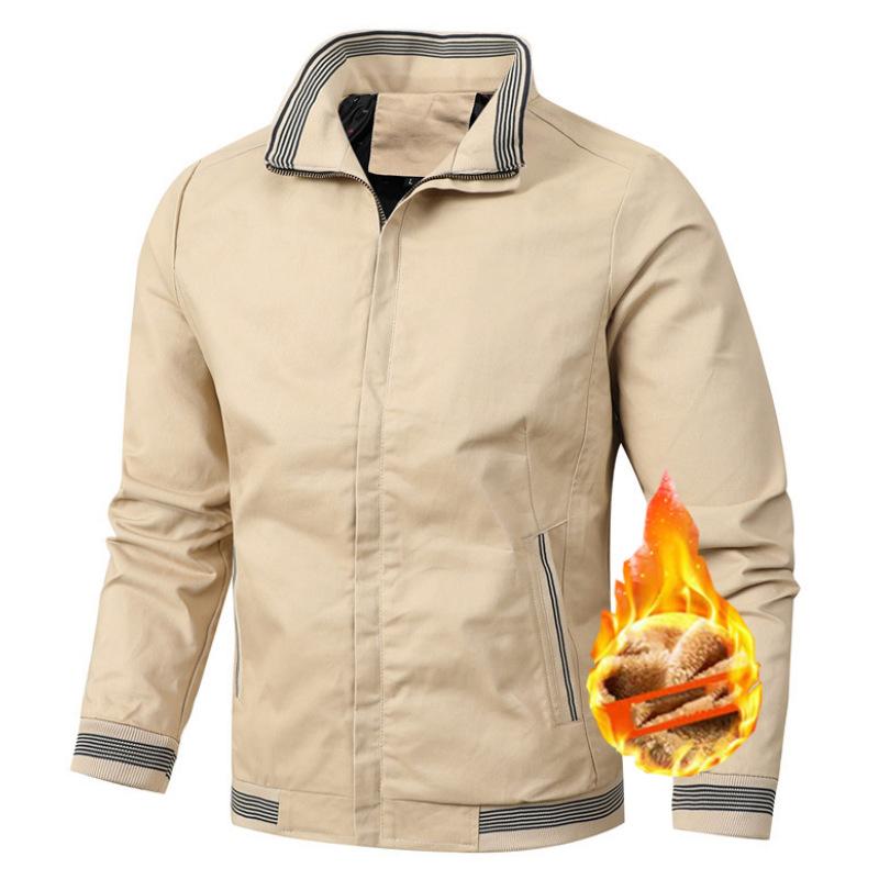 

Осень Зима Мужская Повседневная Мода Теплая Утолщенная Куртка-Бомбер с Подкладкой на Молнии XS хаки