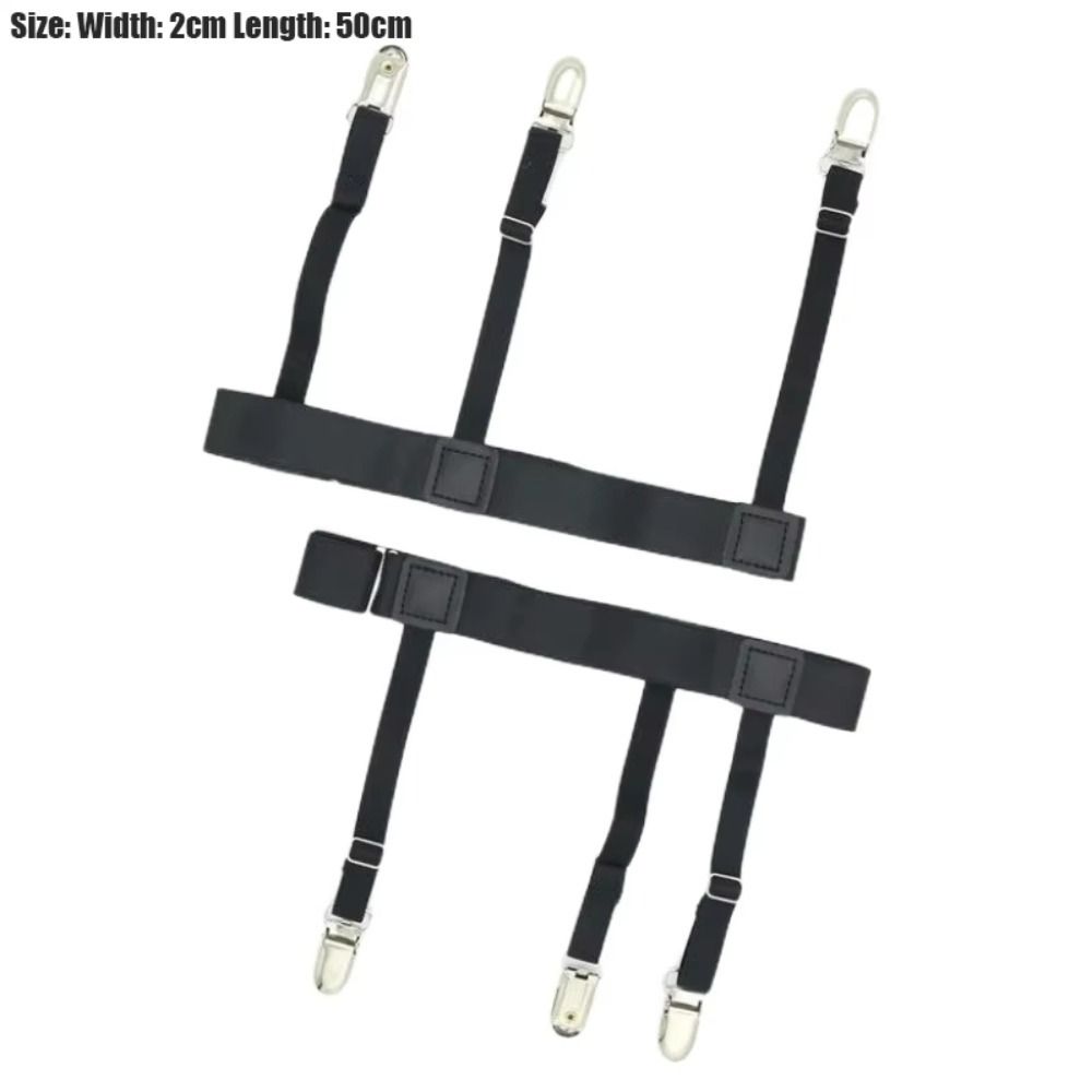1 Pair Elastic Shirt Holder Stays Three Clip Thigh Suspender Garter Socks Fastener Clip Men Women