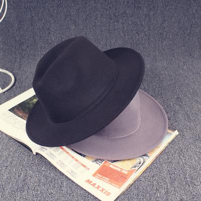 Seasonal Imitation Wool Big Brim Hat Women'S Versatile Top Hat Outdoor Shading Woolen Basin Hat