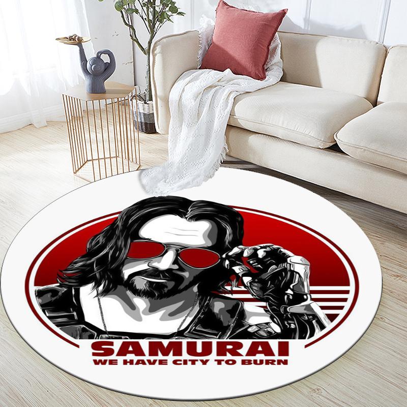 Cyberpunk 2077 pattern round rug,Carpet Rug for Living Room Bedroom Playroom ,Non-slip Floor Mat,Holiday Gifts and Birthday Gifts.