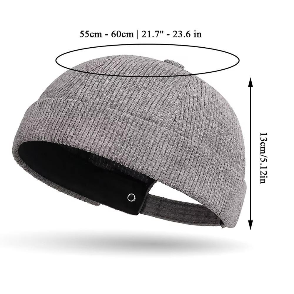 Retro Corduroy Brimless Cap Streetwear Landlord Hat Vintage Beanie Docker Caps  Men Women