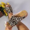 Öppen tå Kvinnors Kilklack Sommar Mode Leopardmönster Andningsbara Bekväma Sandaler Dam Skor