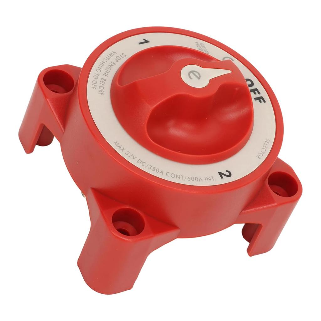 Battery Disconnect Switch, Heavy Duty Knob 350A 32V High Current Red Battery Selector Switch for Automotive Marine RV (11001)