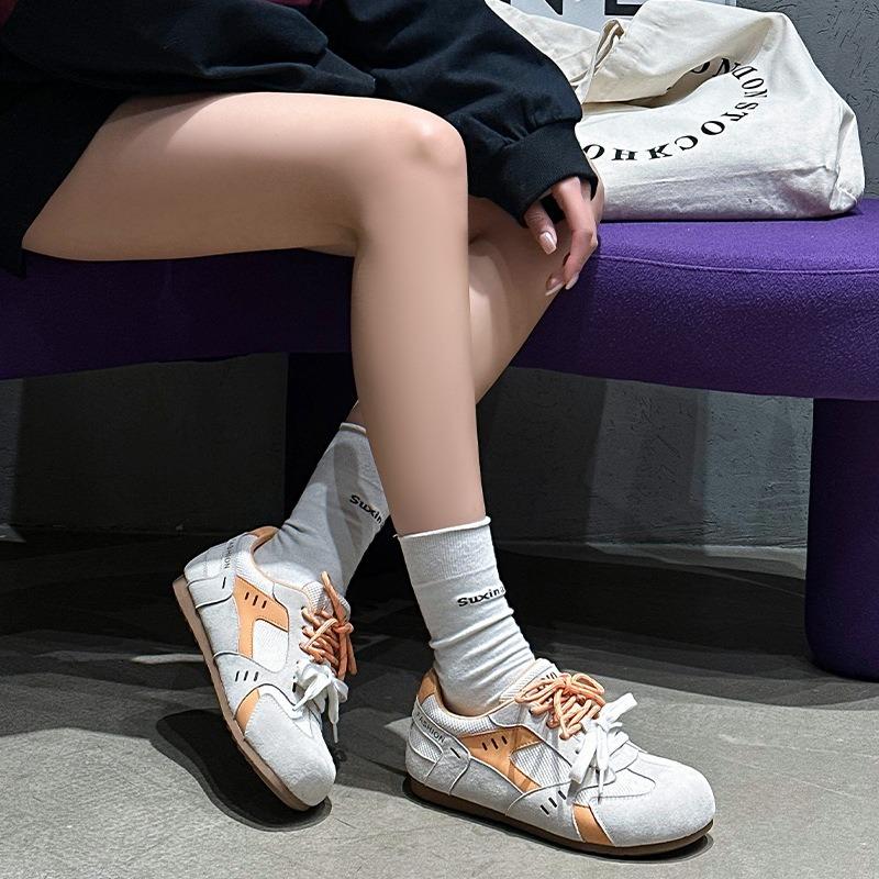 Soft Bottom Comfortable Women's Spring New Flat Bottom Leather Breathable Light Retro Color Matching Casual