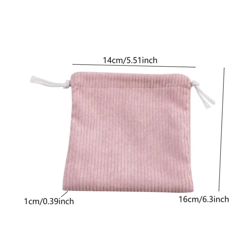 Women's Outdoor Travel Solid Color Portable Headphones Data Cable Drawstring Storage Bag Pocket Cosmetic Bag