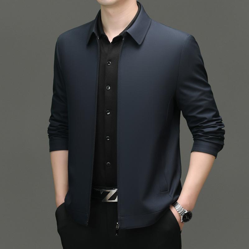 Lapel Jacket Zipper Business Jacket Middle-aged Men's Jacket Dad Jacket