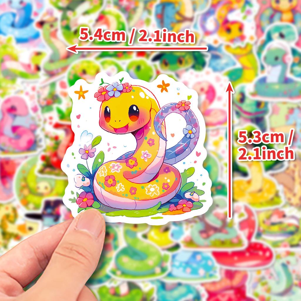 50 Cute Cartoon Snake Stickers New Style Reptile Cartoon Snake Snake Snake Personality Doodle Stickers