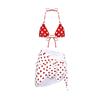 Women's Polka Dot Colorblock Three-Piece Push-Up Bikini Set - Tummy Concealing Swimwear for Slimming Effect at Hot Spring Resorts