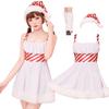 Milky Time Women's Christmas Santa Cosplay Dress, Striped, White