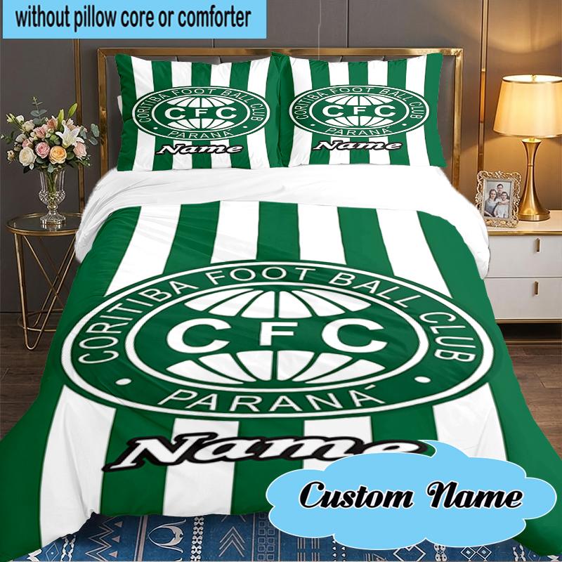 Custom Name Coritiba FC Crest Design Bedding Set 3pcs, Bedding Set Including 1pc Duvet Cover And 2pcs Pillowcases for Bedroom, Dormitory Gift