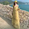 New Retro Design Print Sleeveless Neck Dress Backless Beach Temperament Vacation Dress Super Fairy