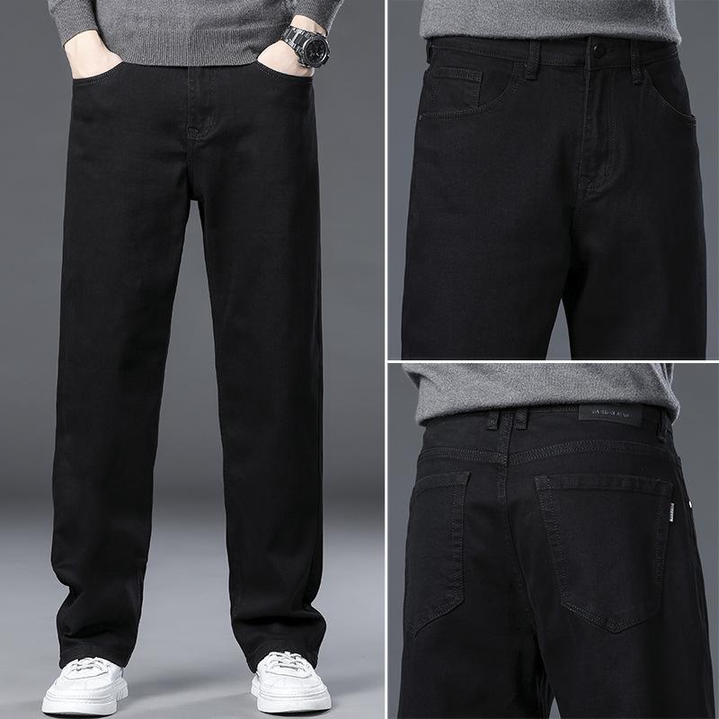 Xintang Straight-leg Jeans Men s Elastic Trousers Straight-leg Loose Jeans Men s Trendy Brand Wide-leg Men s Long Trousers 29 чёрный