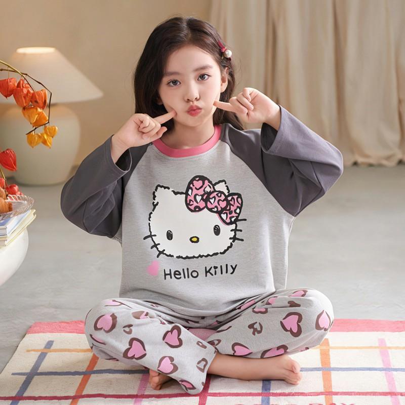100% Cotton Girls Pajama Set Long Sleeve Round Neck Loose Fit Princess Style Kids Ages 8 Home Wear