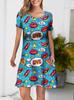 Vacation Short Sleeve T-Shirt Dress Women 3D Print Loose Plus Size Beach Dresses