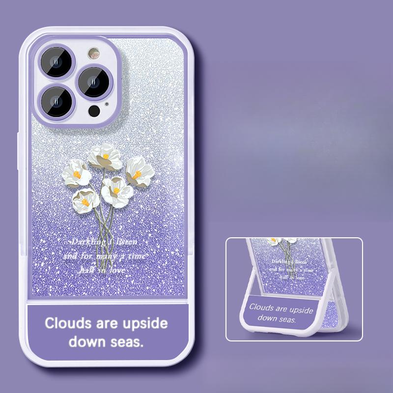 Applicable To Apple 14promax Mobile Phone Case 13/12 A Bouquet of White Flowers Creative Xs/xr Invisible Bracket Transparent Anti-fall
