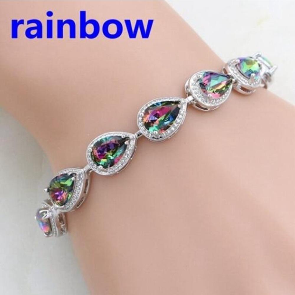 

New Fashion Trend Women Simple Rainbow Gem Bracelet