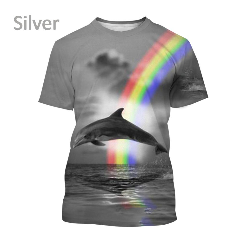 Hot 3d Dolphins Animal Prints for Men and Women Summer T-shirt Personality Cute Trend Round Neck T-shirt