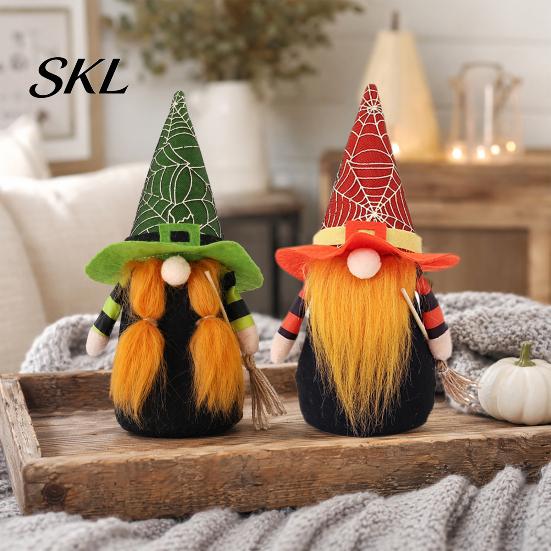 Decorative Halloween Witch Dolls Faceless Doll Ornaments, Gnome Decorations, Cute Cloth Unique Table Ornaments Plush for Home Decor Party Atmosphere