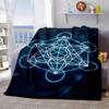Metatron Cube Geometric Print Flannel Throw Blanket Soft Reversible All Season Office Home Gift