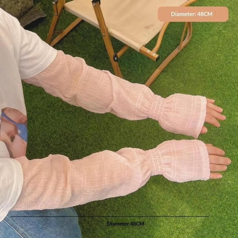Gradient Color Ice Silk Arm Sleeves Loose Fit Breathable Sun Protection Arm Sleeves Elastic Long Sleeve Fingerless Arm Sleeves