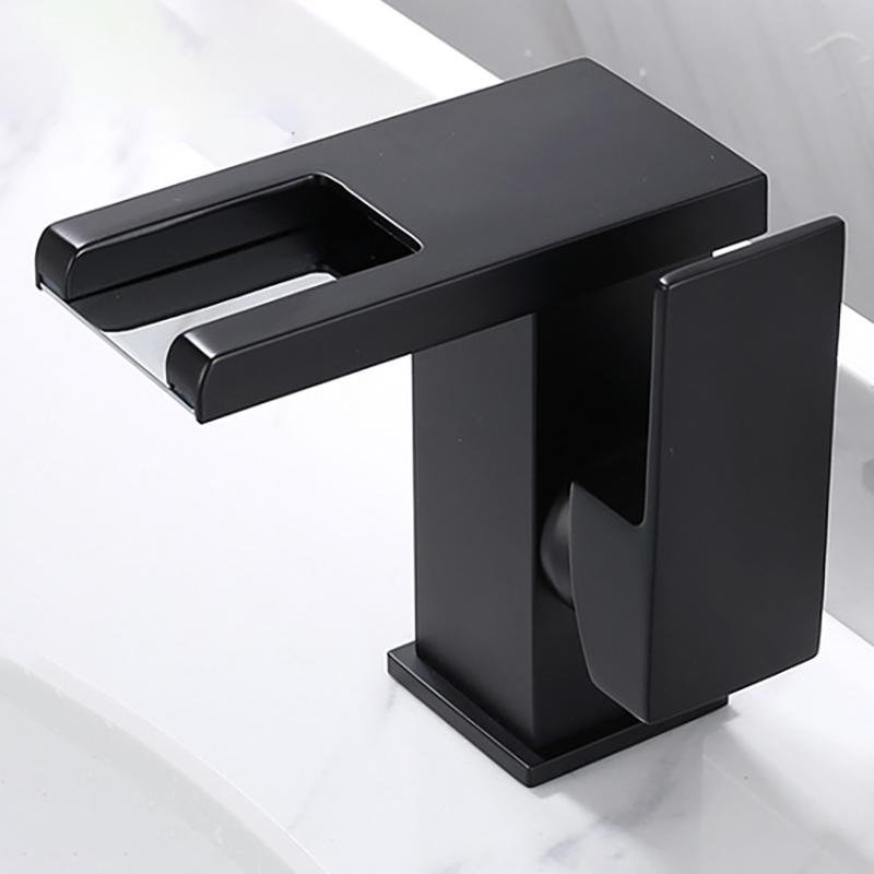 Luxury LED Black Basin Faucet Tall And Short Tap Bathroom Single Handle Cold and Hot Water Flow Produces Electricity