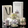 Violet Coffee Cup And Saucer Gift Box For Newcomers, High-Value Afternoon Tea Ceramic Cup Design Cup And Saucer Set